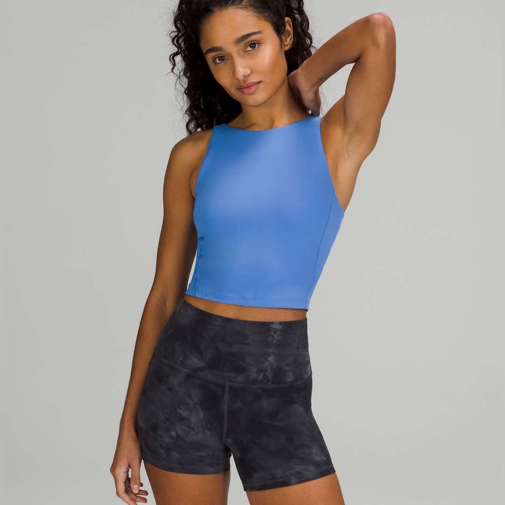 Lululemon Align High Neck Tank Top Women’s Size 2 Blue Cropped Built In Bra